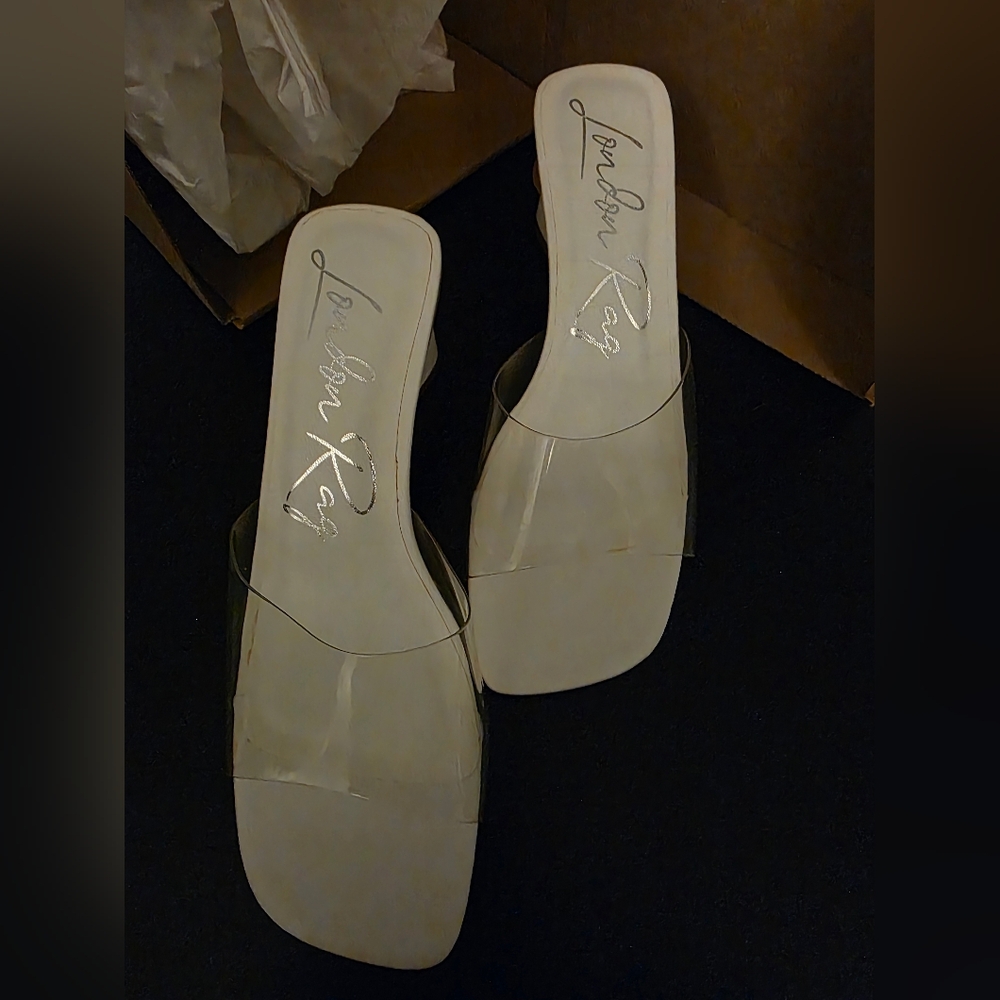London Rag Womens eugnie clear straps block heel sandals‎ Sz 7 - Picture 2 of 5